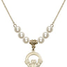 Claddagh Crystal Necklace | 5/8 inch | 6mm Beads   14kt Gold Filled