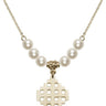 Cross Crystal Necklace | 3/4 inch | 6mm Beads   14kt Gold Filled