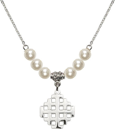 Jerusalem Cross Crystal Necklace | 3/4 inch | 6mm Beads | N31-4139