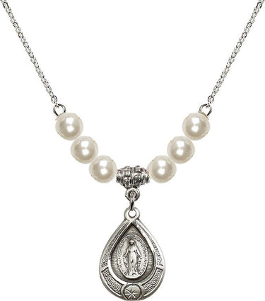 Collar de Cuentas de la Medalla Milagrosa de Cristal | 1.9 cm | Cuentas de 6 mm | N31-4144M