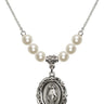 Miraculous Medal Crystal Necklace | 7/8 inch | 6mm Beads   Sterling Silver