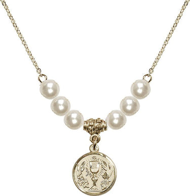 Sterling Communion Chalice Crystal Necklace | 1/2 inch | 6mm Beads