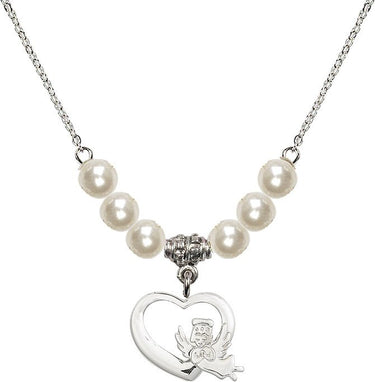 Collar de cristal con ángel de la guarda en forma de corazón | 1/2 pulgada | Cuentas de 6 mm | N31-4206