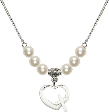 Heart Cross Crystal Necklace | 1/2 inch | 6mm Beads | N31-4207