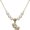 Praying Hands Crystal Necklace | 1/2 inch | 6mm Beads   14kt Gold Filled