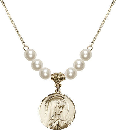 Sterling Sorrowful Mother Crystal Necklace | 3/4 inch | 6mm Beads