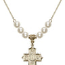 Four Way Medal Crystal Necklace | 7/8 inch | 6mm Beads   14kt Gold Filled