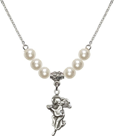 Collar de cristal con ángel de la guarda | 2,2 cm | Cuentas de 6 mm | N31-4260