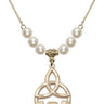 Irish Knot / Claddagh Crystal Necklace | 1 1/4 inch | 6mm Beads   14kt Gold Filled