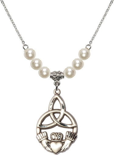 Collar de cristal con nudo irlandés Claddagh | 3,175 cm | Cuentas de 6 mm | N31-5102