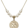 Shamrock w/ Celtic Border Crystal Necklace | 3/4 inch | 6mm Beads   14kt Gold Filled