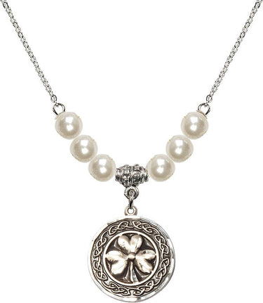 Shamrock Celtic Border Crystal Necklace | 3/4 inch | 6mm Beads | N31-5106