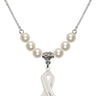 Cancer Awareness Crystal Necklace | 7/8 inch | 6mm Beads   Sterling Silver
