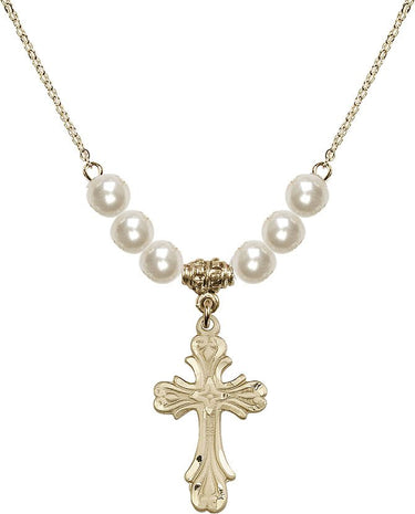Sterling Cross Crystal Necklace | 1 inch | 6mm Beads