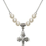 Cross Crystal Necklace | 1 inch | 6mm Beads   Sterling Silver