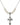 Cross Crystal Necklace | 1 inch | 6mm Beads   Sterling Silver