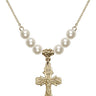 Crucifix Crystal Necklace | 1 inch | 6mm Beads   14kt Gold Filled