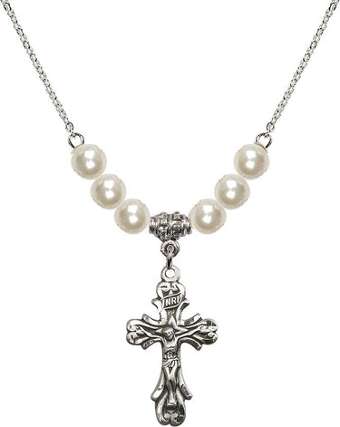 Collar de cristal con crucifijo de cuentas | 2,54 cm | Cuentas de 6 mm | N31-5421