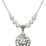 Holy Spirit Crystal Necklace | 3/4 inch | 6mm Beads   Sterling Silver
