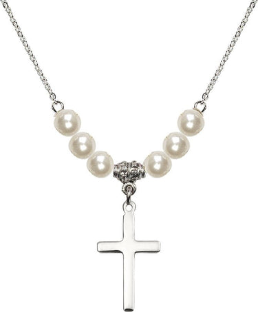 Birthstone Cross Crystal Necklace | 7/8 inch | 6mm Beads | N31-5670