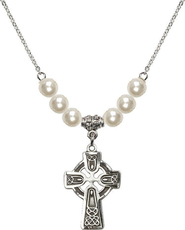 Celtic Cross Crystal Necklace | 1 inch | 6mm Beads | N31-5689