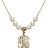 Saint Michael the Archangel Crystal Necklace | 3/4 inch | 6mm Beads   14kt Gold Filled