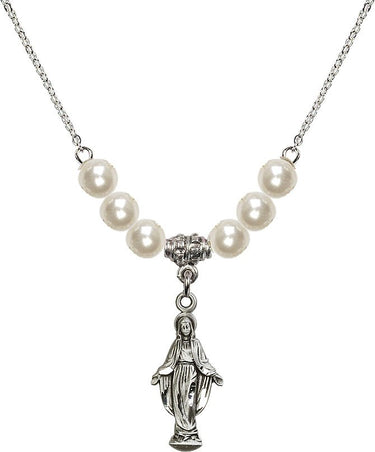 Women's Miraculous Medal Crystal Necklace | 7/8 inch | 6mm Beads | N31-5900