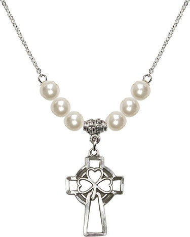 Shamrock Cross Crystal Necklace | 1 inch | 6mm Beads | N31-5999