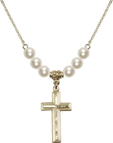 Cross Crystal Necklace | Sterling | 1 1/8 inch | 6mm Beads