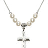 Cross Crystal Necklace | 1 1/8 inch | 6mm Beads   Sterling Silver