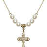 Cross Crystal Necklace | 1 inch | 6mm Beads   14kt Gold Filled