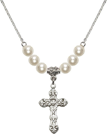Women's Cross Crystal Necklace | 1 inch | 6mm Beads