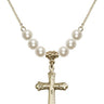 Cross Crystal Necklace | 1 1/8 inch | 6mm Beads   14kt Gold Filled