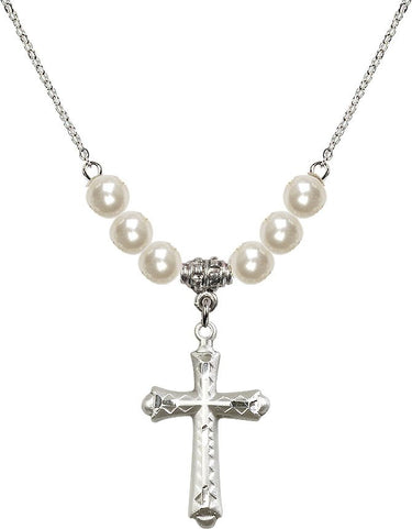 Cross Crystal Necklace | 1 1/8 inch | 6mm Beads | N31-6007GF