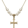 Cross Crystal Necklace | 1 inch | 6mm Beads   14kt Gold Filled
