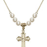 Cross Crystal Necklace | 1 1/8 inch | 6mm Beads   14kt Gold Filled