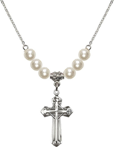 Cross Crystal Necklace | 1 1/8 inch | N31-6012GF | 6mm Beads