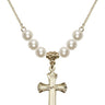 Cross Crystal Necklace | 1 1/8 inch | 6mm Beads   14kt Gold Filled