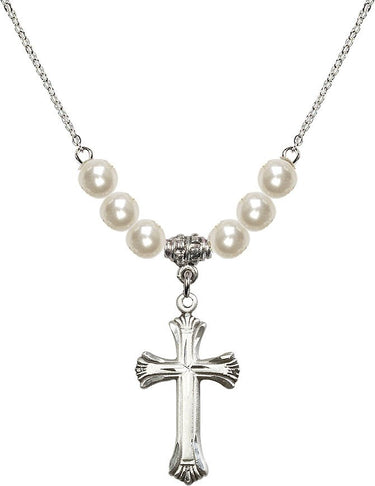 Cross Crystal Necklace | 1 1/8 inch | N31-6013GF | 6mm Beads