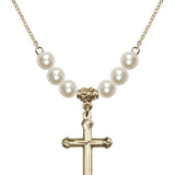 Cross Crystal Necklace | 1 inch | 6mm Beads   14kt Gold Filled