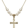Cross Crystal Necklace | 1 inch | 6mm Beads   14kt Gold Filled