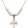 Cross Crystal Necklace | 1 inch | 6mm Beads   14kt Gold Filled