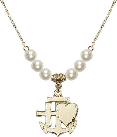 Collar de cristal con Fe, Esperanza y Caridad | 22 mm | Cuentas de 6 mm