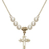 Cross Crystal Necklace | 7/8 inch | 6mm Beads   14kt Gold Filled