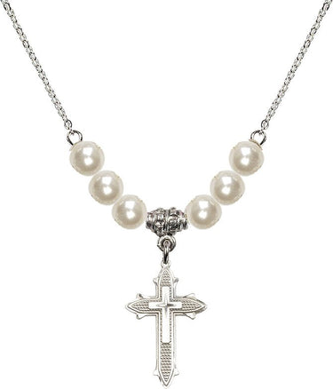 Cross on Cross Crystal Necklace | 7/8 inch | 6mm Beads | N31-6058