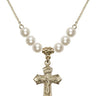 Crucifix Crystal Necklace | 1 1/8 inch | 6mm Beads   14kt Gold Filled