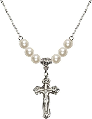 Collar de crucifijo de cristal | 2,8 cm | Cuentas de 6 mm | N31-6092