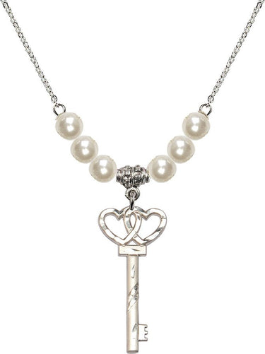 Small Key w/Double Hearts Crystal Necklace | 1 1/4 inch | N31-6213