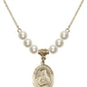 Saint Frances Cabrini Crystal Necklace | 3/4 inch | 6mm Beads   14kt Gold Filled