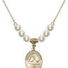Saint Katharine Drexel Crystal Necklace | 3/4 inch | 6mm Beads   14kt Gold Filled